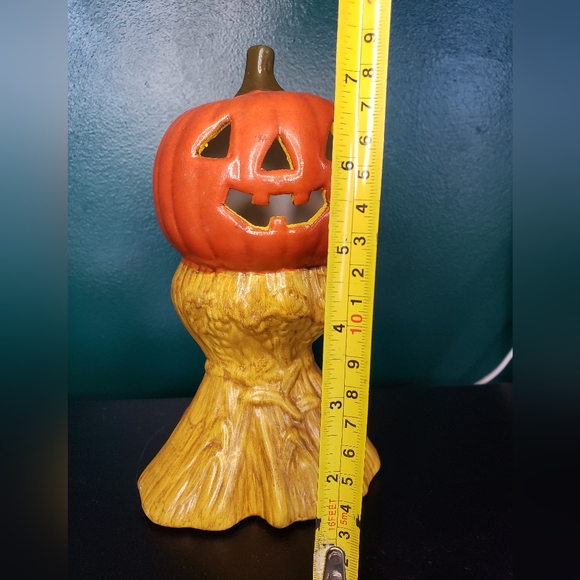 Vintage Halloween - Handmade Ceramic Pumpkin Haystack Figure 1970s mold - Picture 4 of 9